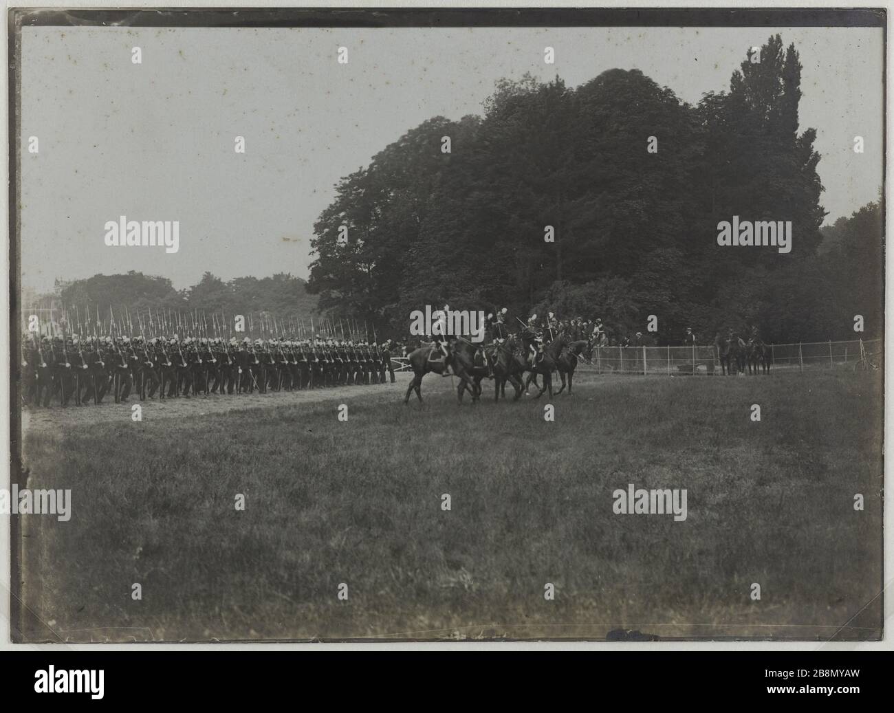 Review of July 14, parade from St. Cyr school, Paris. Revue du 14