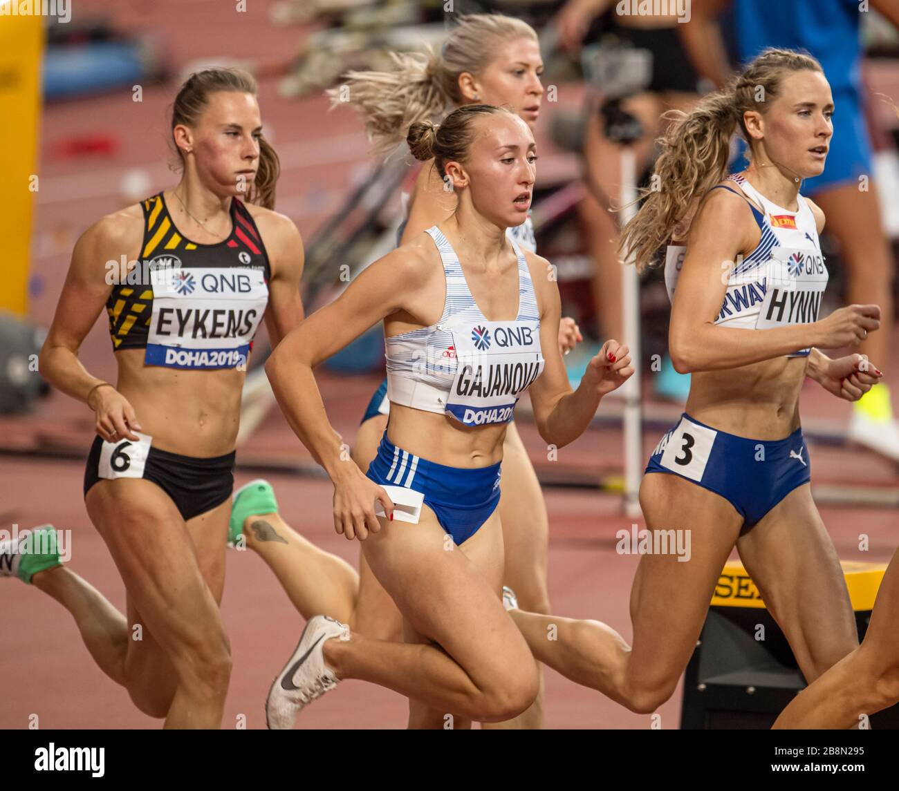 Doha Qatar Sep 27 Renee Eykens Bel Gabriela Gajanova Svk And Hedda Hynne Nor Competing In The Women S 800m Heats During Day One Of 17th Stock Photo Alamy