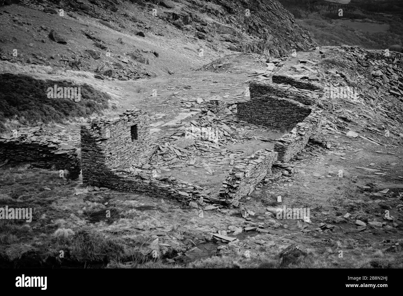 The route to the mountain of Moel Siabod, passing through long abandoned Slate Quarries