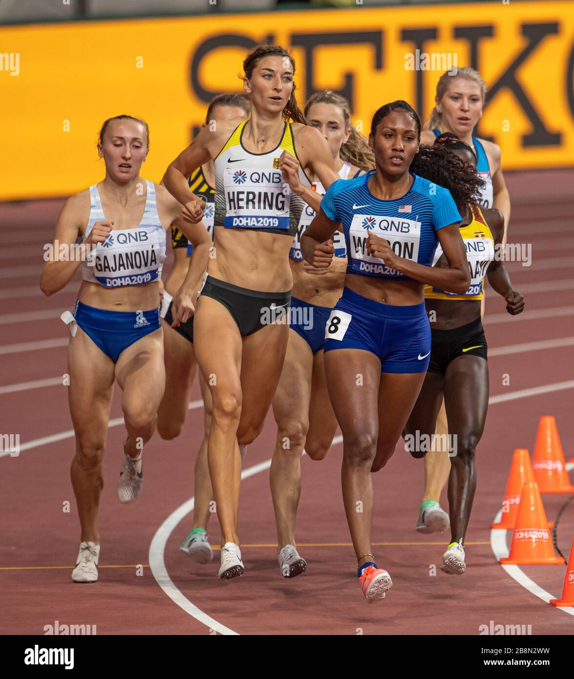 Doha Qatar Sep 27 Gabriela Gajanova Svk Christina Hering Ger And Ajee Wilson Usa Competing In The Women S 800m Heats During Day One Of 17 Stock Photo Alamy