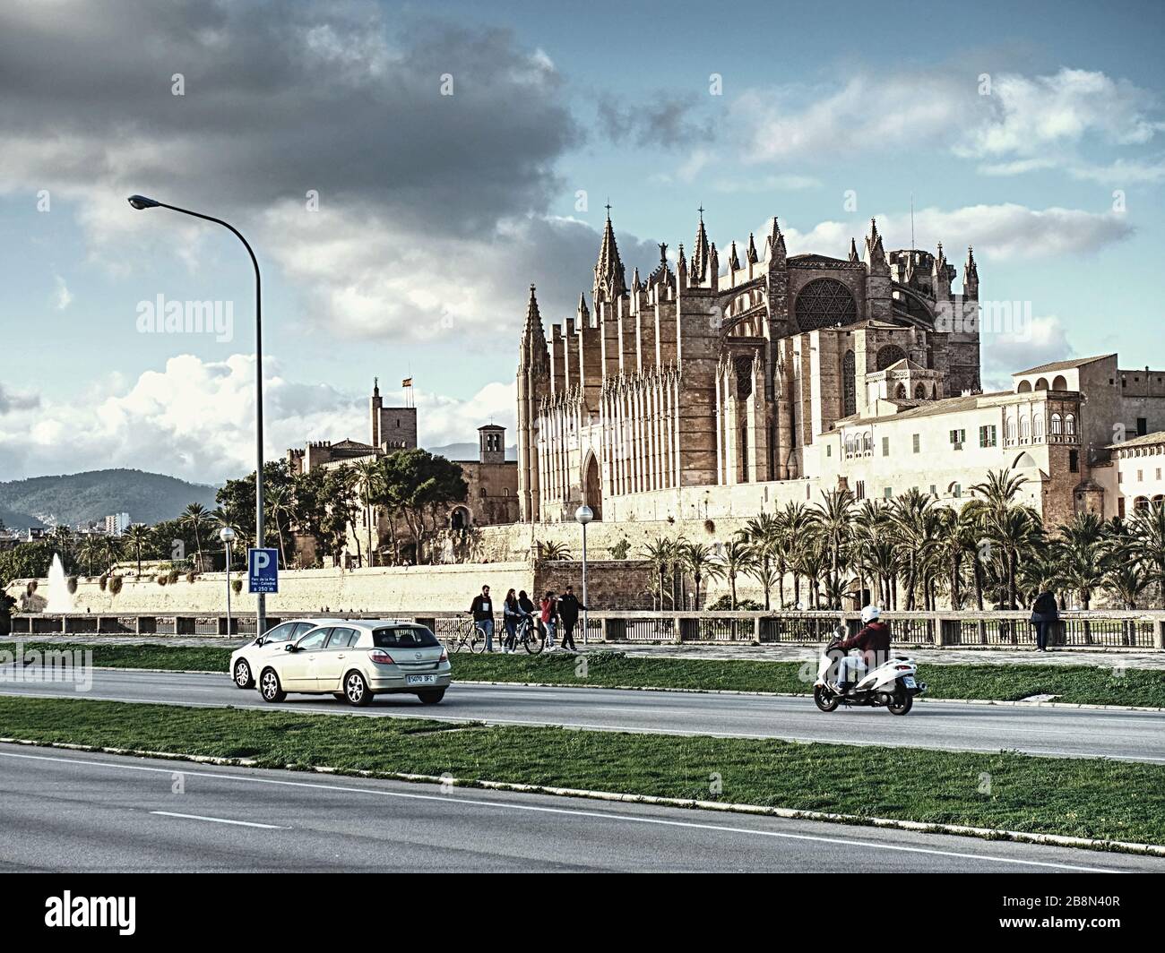 La Seu, the gothic medieval cathedral of Palma de Mallorca, Spain. 26th of January 2020 Stock Photo