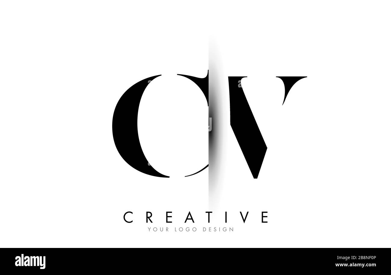 CV C V Letter Logo Design with Creative Shadow Cut Vector Illustration ...