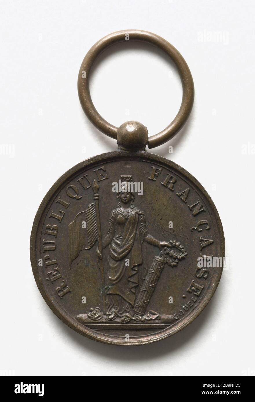 Medal awarded by the Ministry of Interior, s. d. Godel. Médaille décernée par le ministère de l'Intérieur. Cuivre. 1848. Paris, musée Carnavalet. Stock Photo