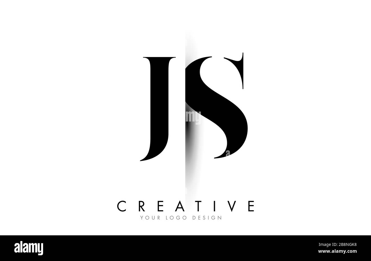 JS J S Letter Logo Design with Creative Shadow Cut Vector Illustration Design. Stock Vector