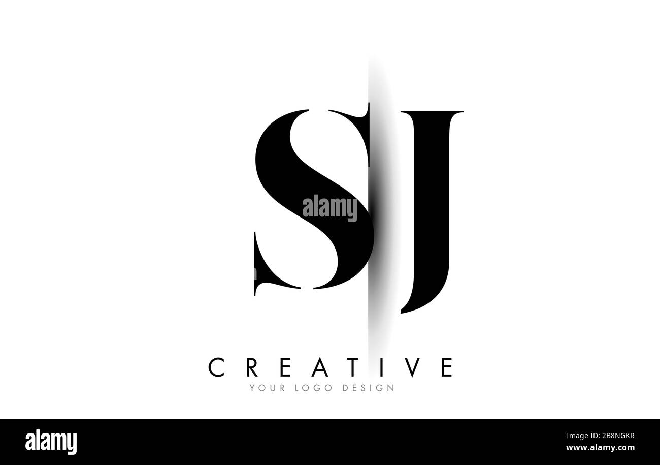 SJ S J Letter Logo Design with Creative Shadow Cut Vector Illustration Design. Stock Vector