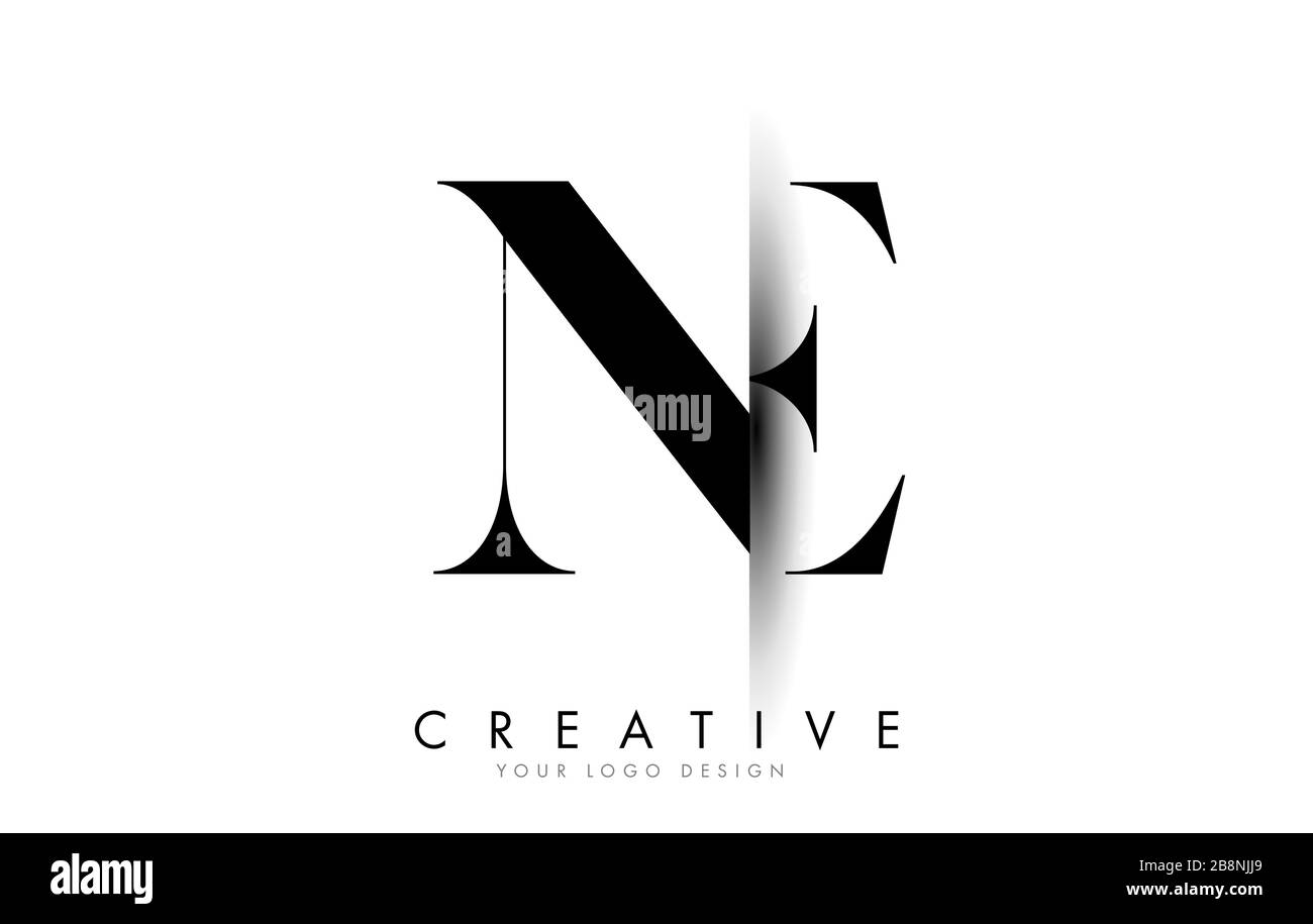 NE N E Letter Logo Design with Creative Shadow Cut Vector Illustration Design. Stock Vector