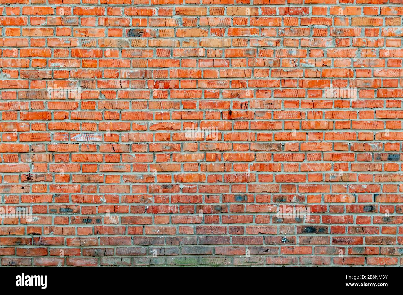 Old red brick wall. Background brickwork with empty space Stock Photo