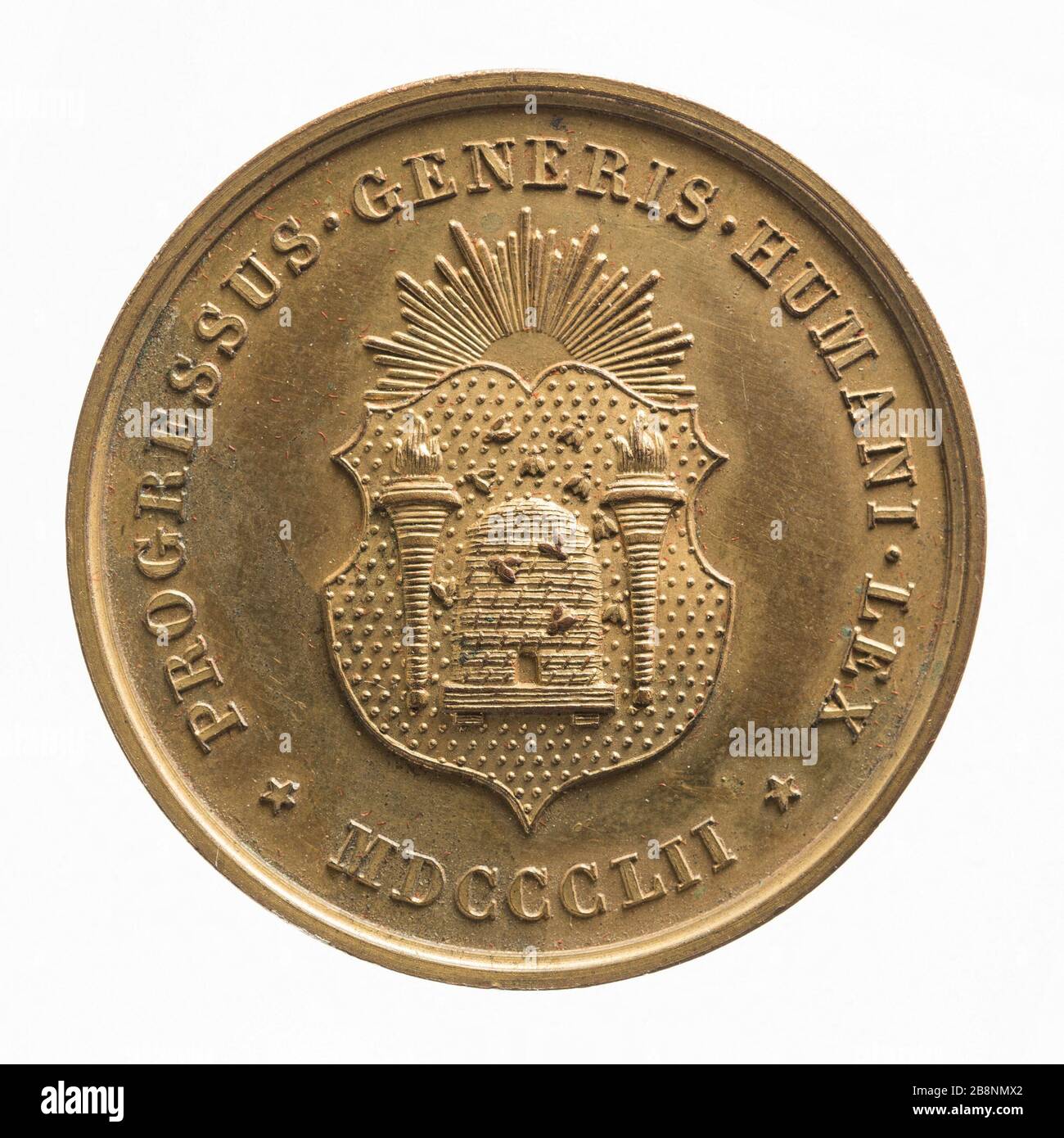 Medal of Honor of the artistic merit of the Historical Institute of universal national exhibitions 1852 'Médaille d'honneur du mérite artistique de l'Institut historique des expositions nationales universelles, 1852'. Cuivre. 1852-1852. Paris, musée Carnavalet. Stock Photo