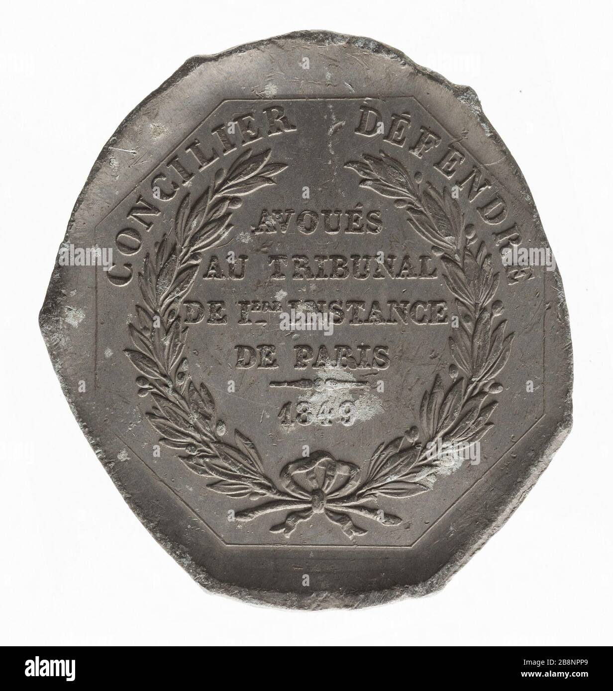 Confessed to the trial court in Paris, 1849 'Avoués au tribunal de première instance de Paris, 1849'. Etain. 1849-1849. Paris, musée Carnavalet. Stock Photo