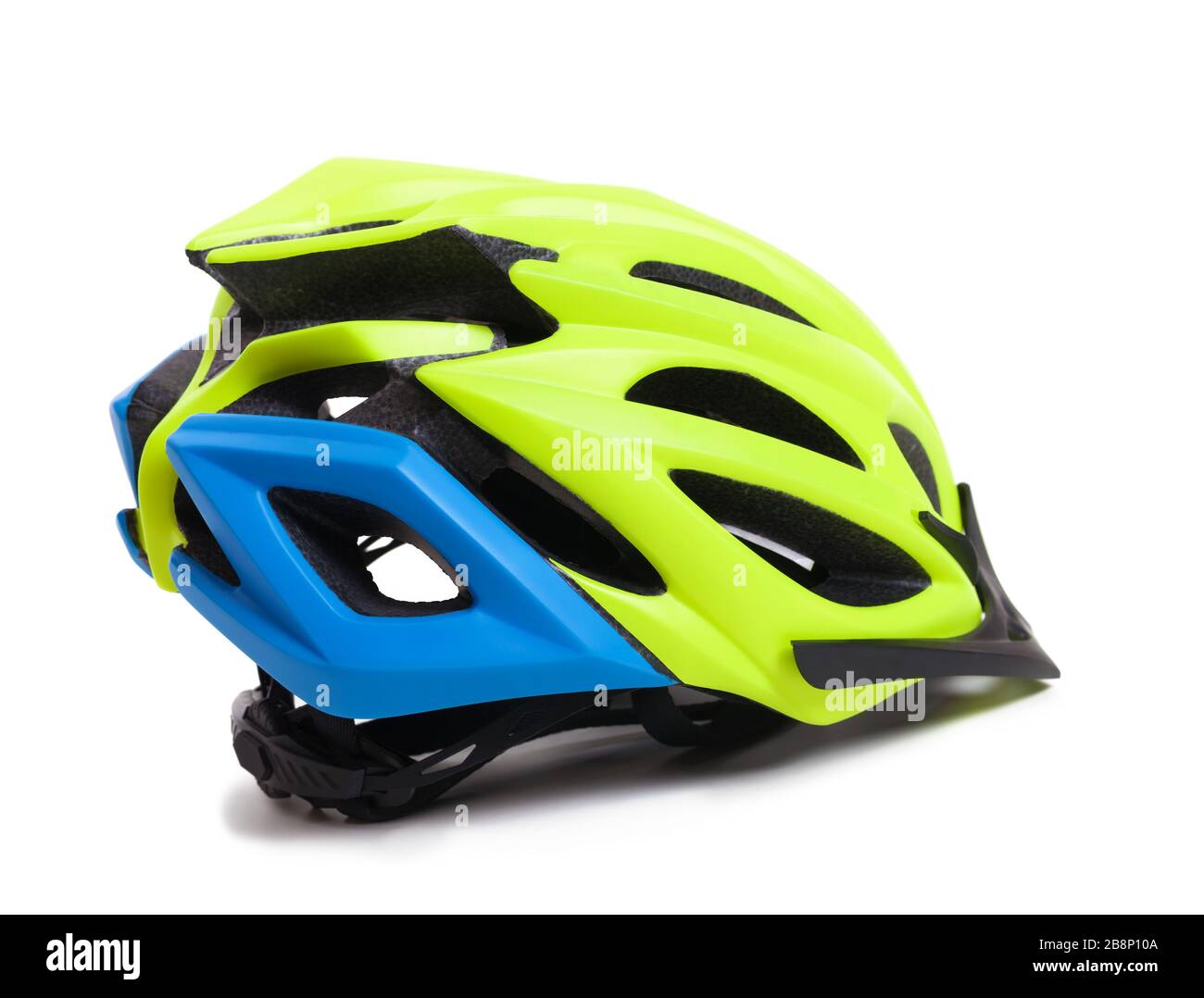Multicolor bicycle helmet isolated on white background Stock Photo