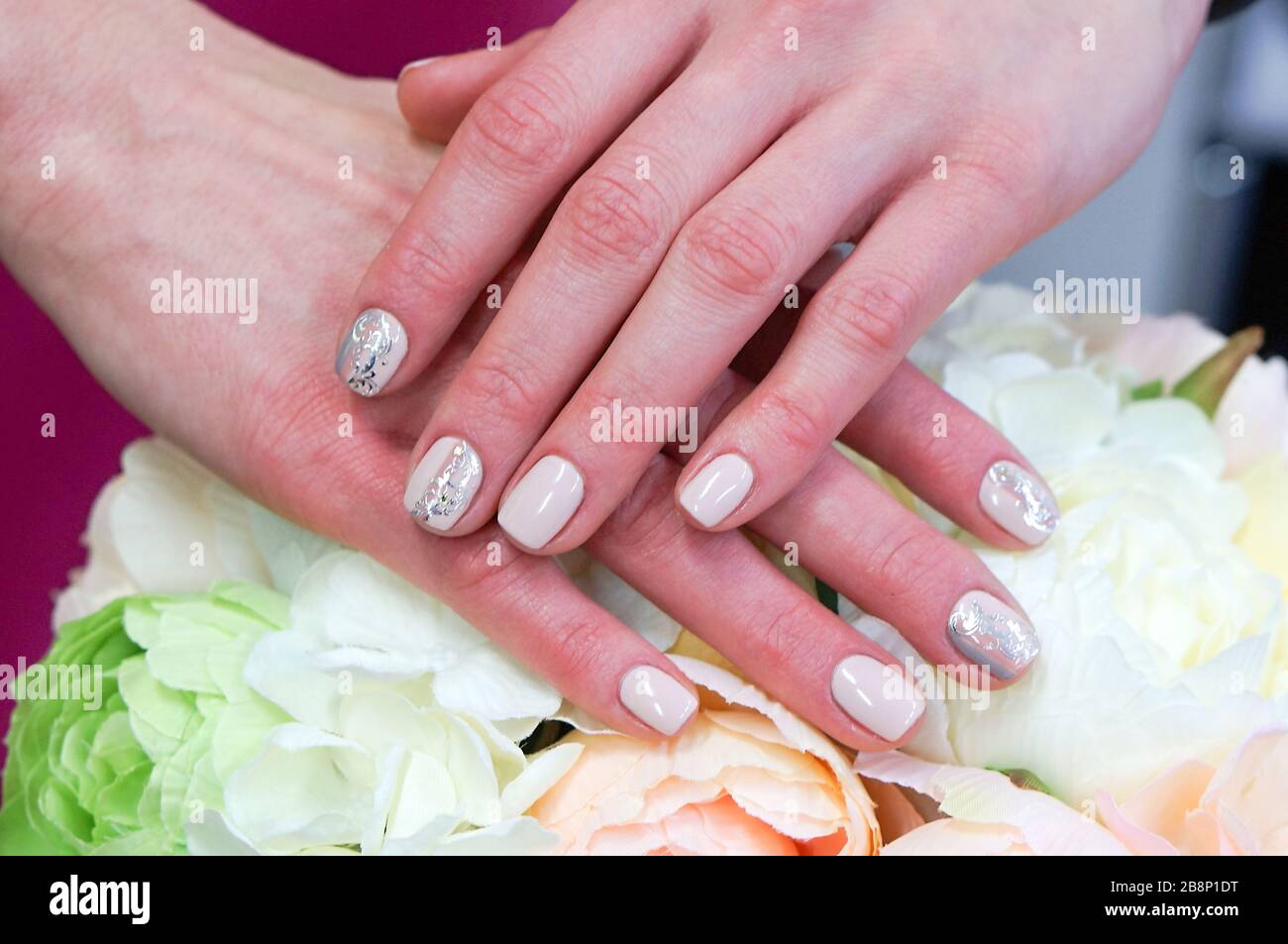 nails - manicure - artificial nails Stock Photo