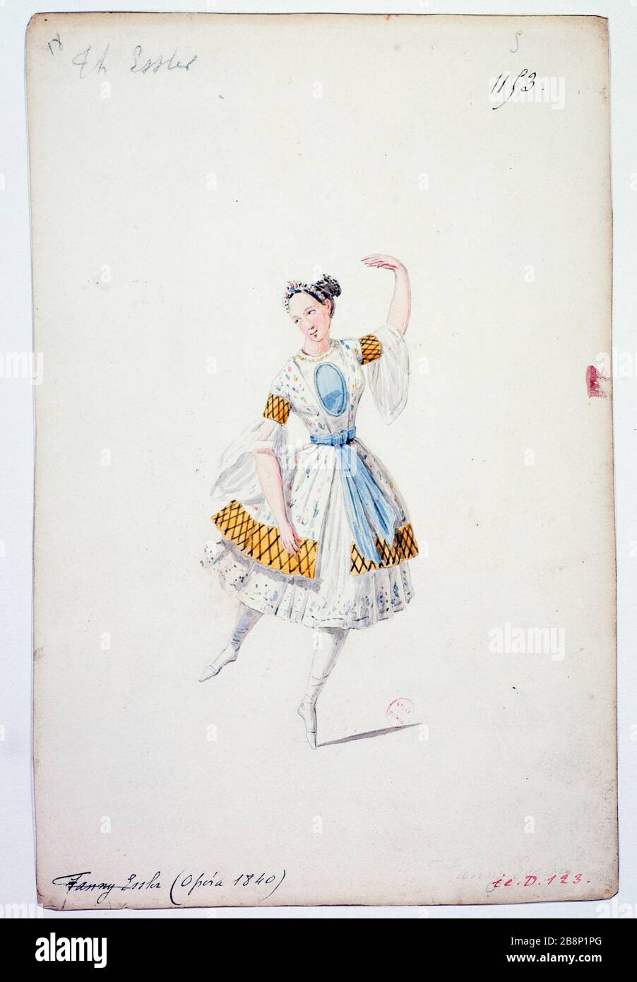 CUSTOM Mellen THERESE Essl (OPERA 1840) Bodin. 'Costume de Melle Thérèse Essler (Opéra 1840)'. Aquarelle. Paris, musée Carnavalet. Stock Photo