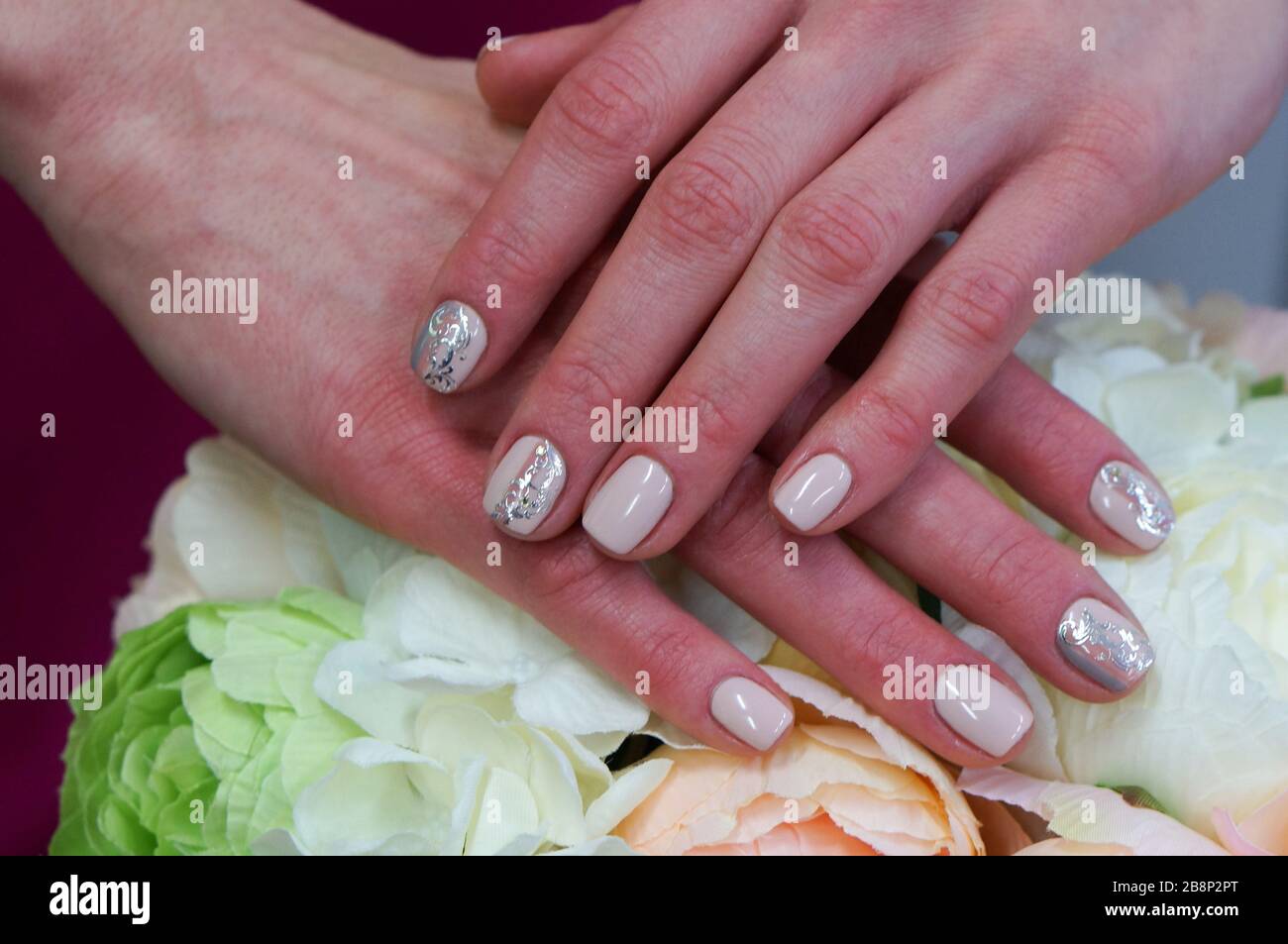 nails - manicure - artificial nails Stock Photo