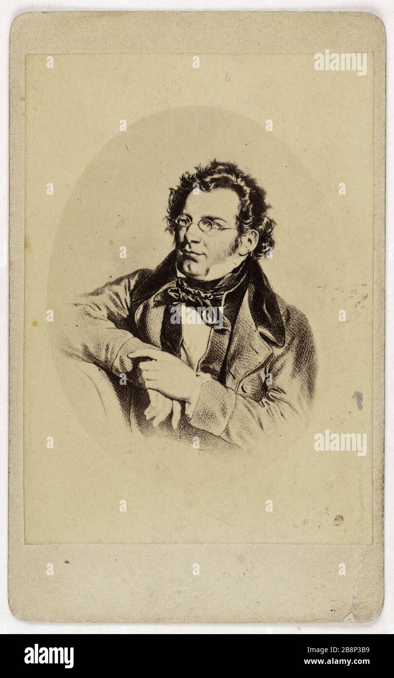 Portrait of Franz Schubert (1797-1828), (Austrian composer) Anonyme. Portrait de Franz Schubert, (1797-1828), compositeur autrichien. Tirage sur papier albuminé. 1860-1890. Paris, musée Carnavalet. Stock Photo