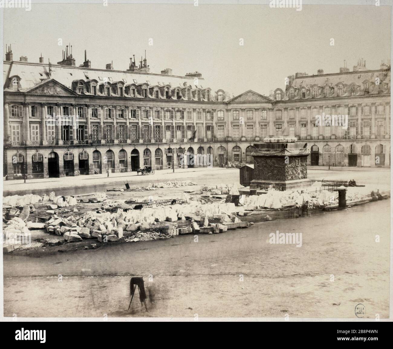 PARIS - VENDOME PLACE AFTER THE FALL OF THE COLUMN Place Vendôme (après la chute de la colonne). Anonyme. Paris, musée Carnavalet. Stock Photo