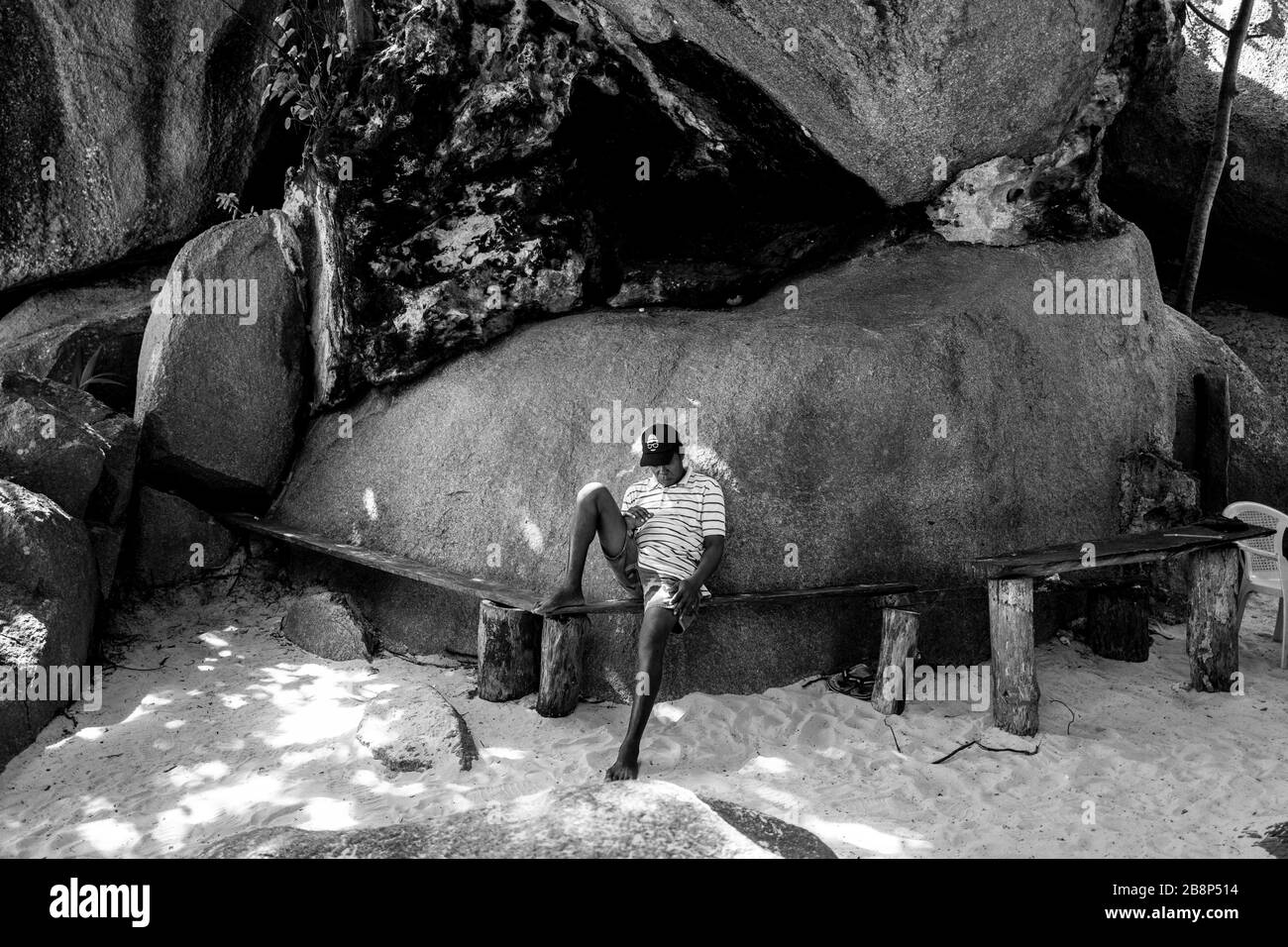 Anse source darg Black and White Stock Photos & Images - Alamy