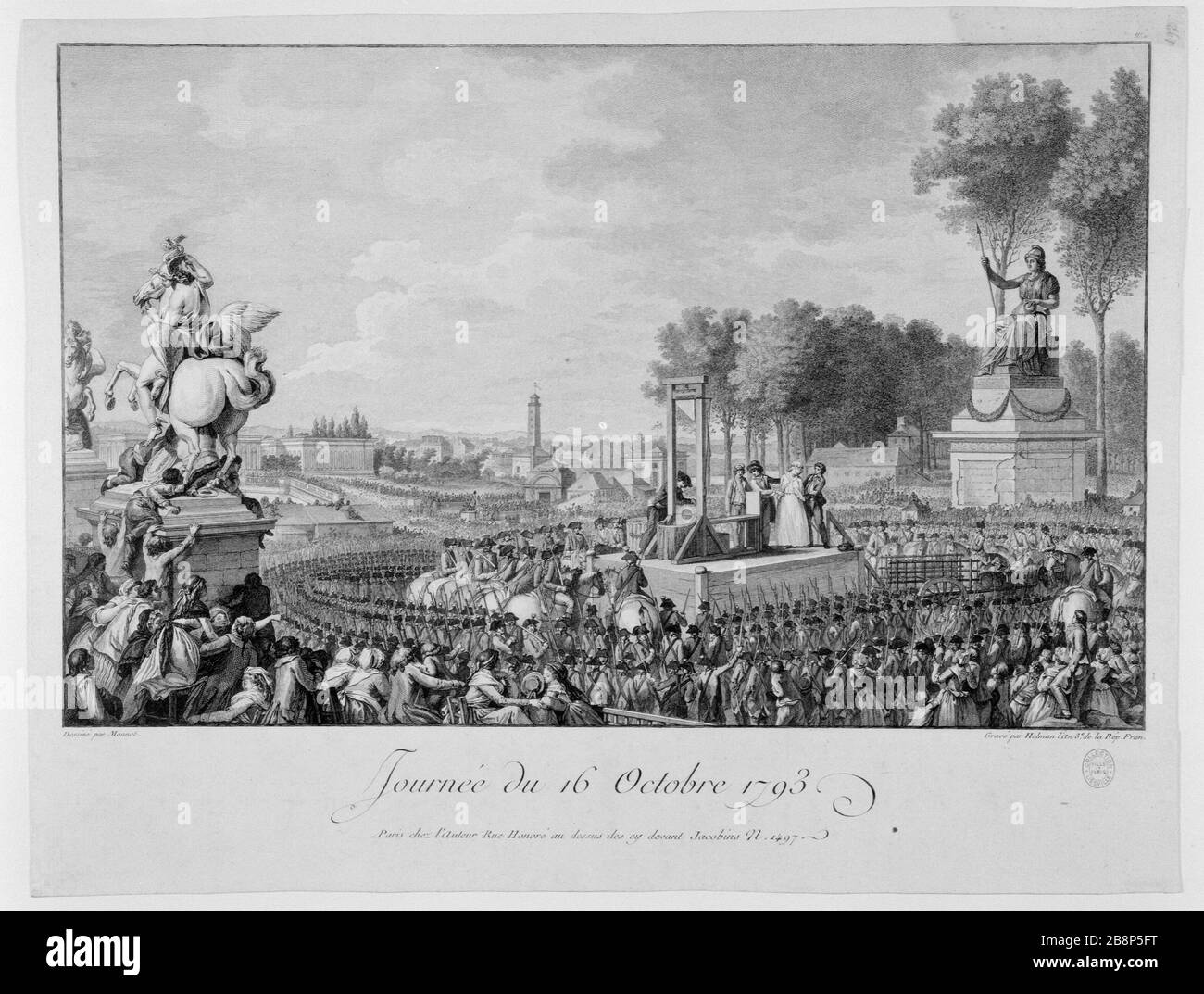 DAY 16 OCTOBER 1793 - demarie Antoinette EXECUTION Helman et Charles Monnet. 'Journée du 16 octobre 1793 : exécution de Marie-Antoinette'. Paris, musée Carnavalet. Stock Photo