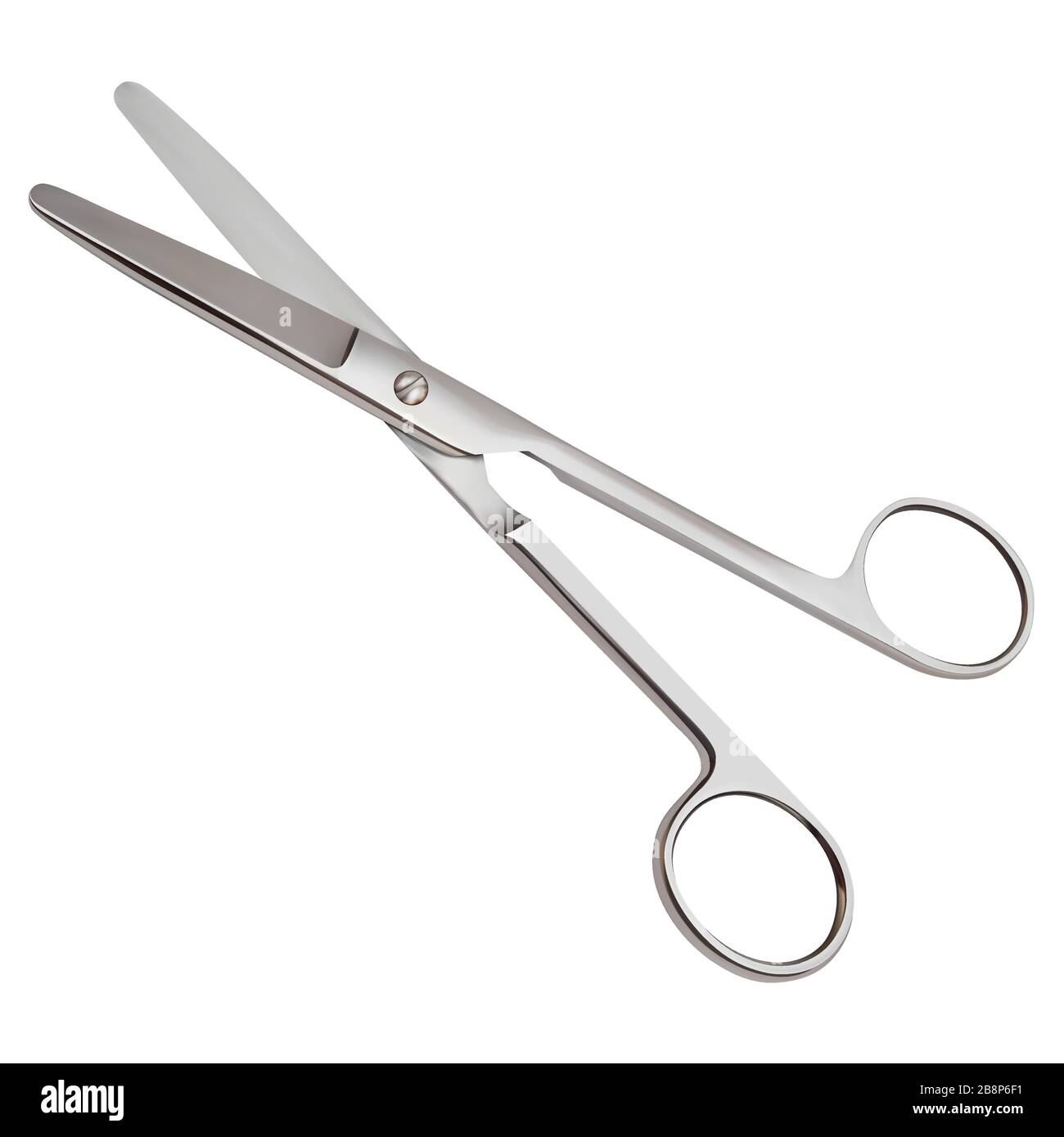Blunt-pointed articulated scissors for dissecting and separating the skin and subcutaneous flap, cutting tissue in shallow wounds, parietal pleura Stock Vector