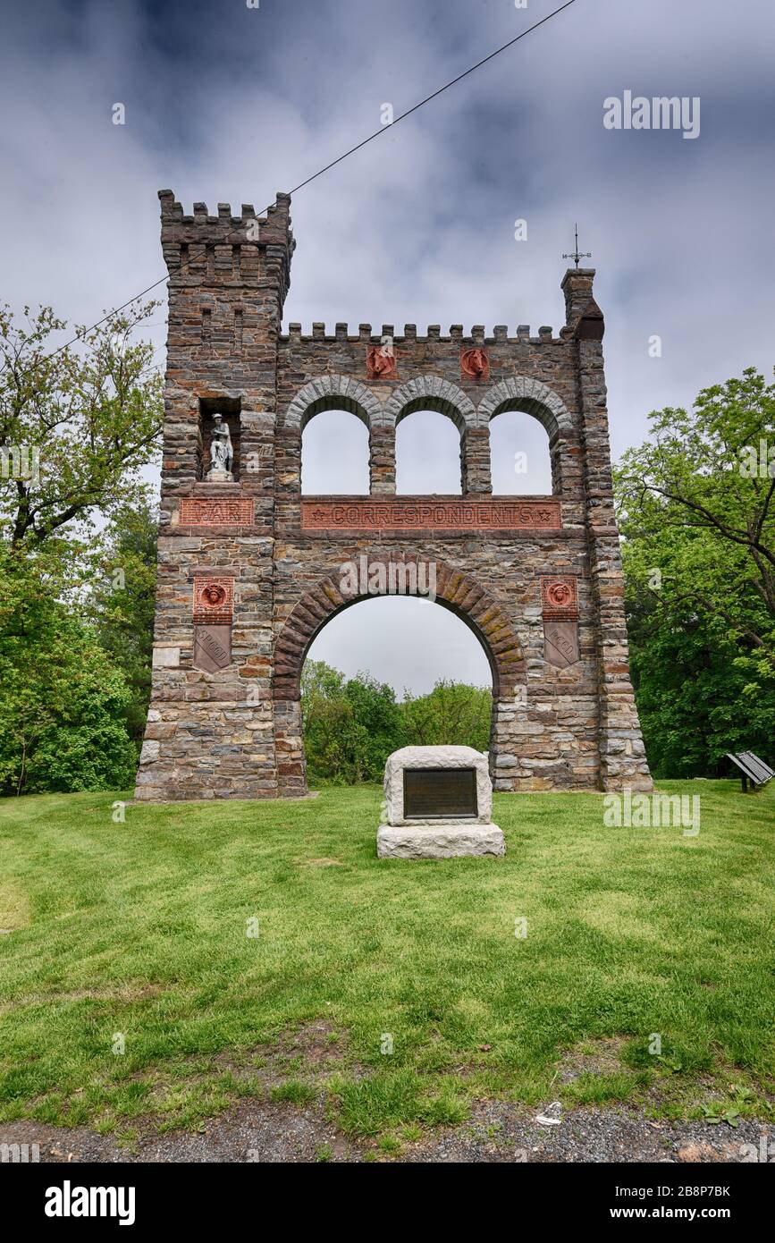 War Correspondents Arch Memorial erected by George Alfred Townsend, Gathland, Crampton's Gap, South Mountain, Maryland Stock Photo