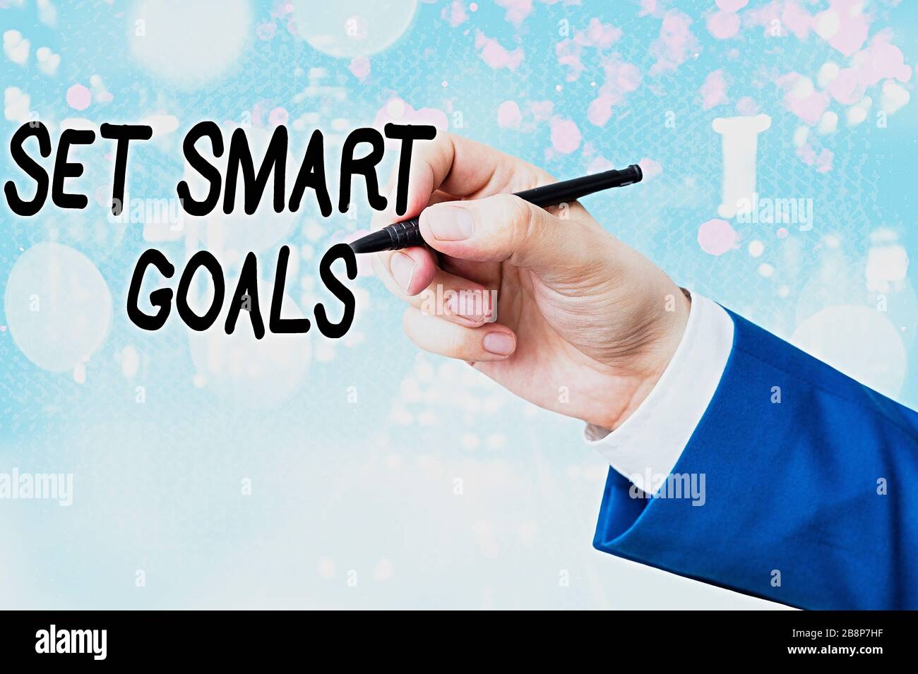 Conceptual Hand Writing Showing Set Smart Goals Concept Meaning Giving Criteria To Guide In The Setting Of Objectives Stock Photo Alamy