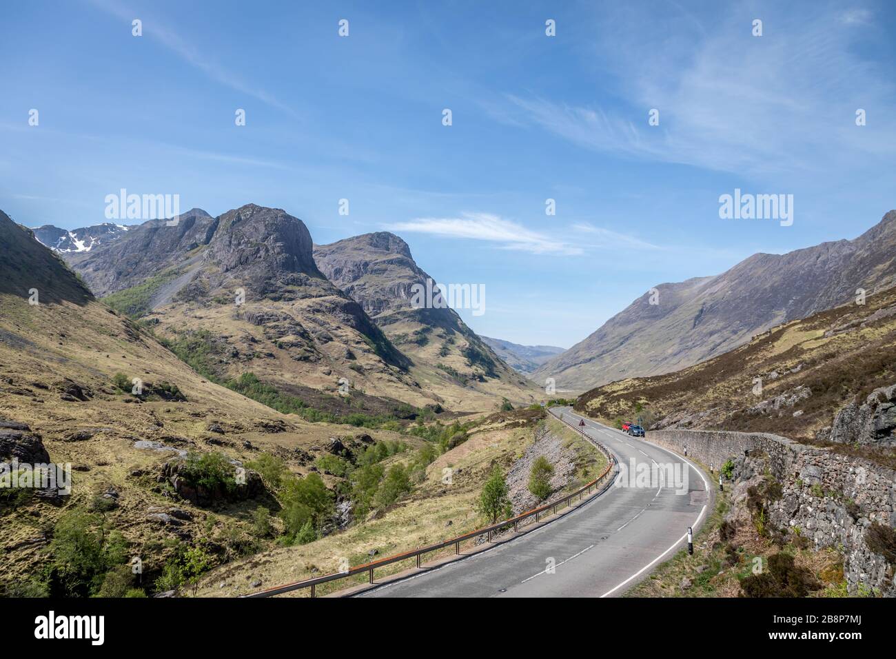 Road through Glen Coe, Highland, Scotland, UK Stock Photo