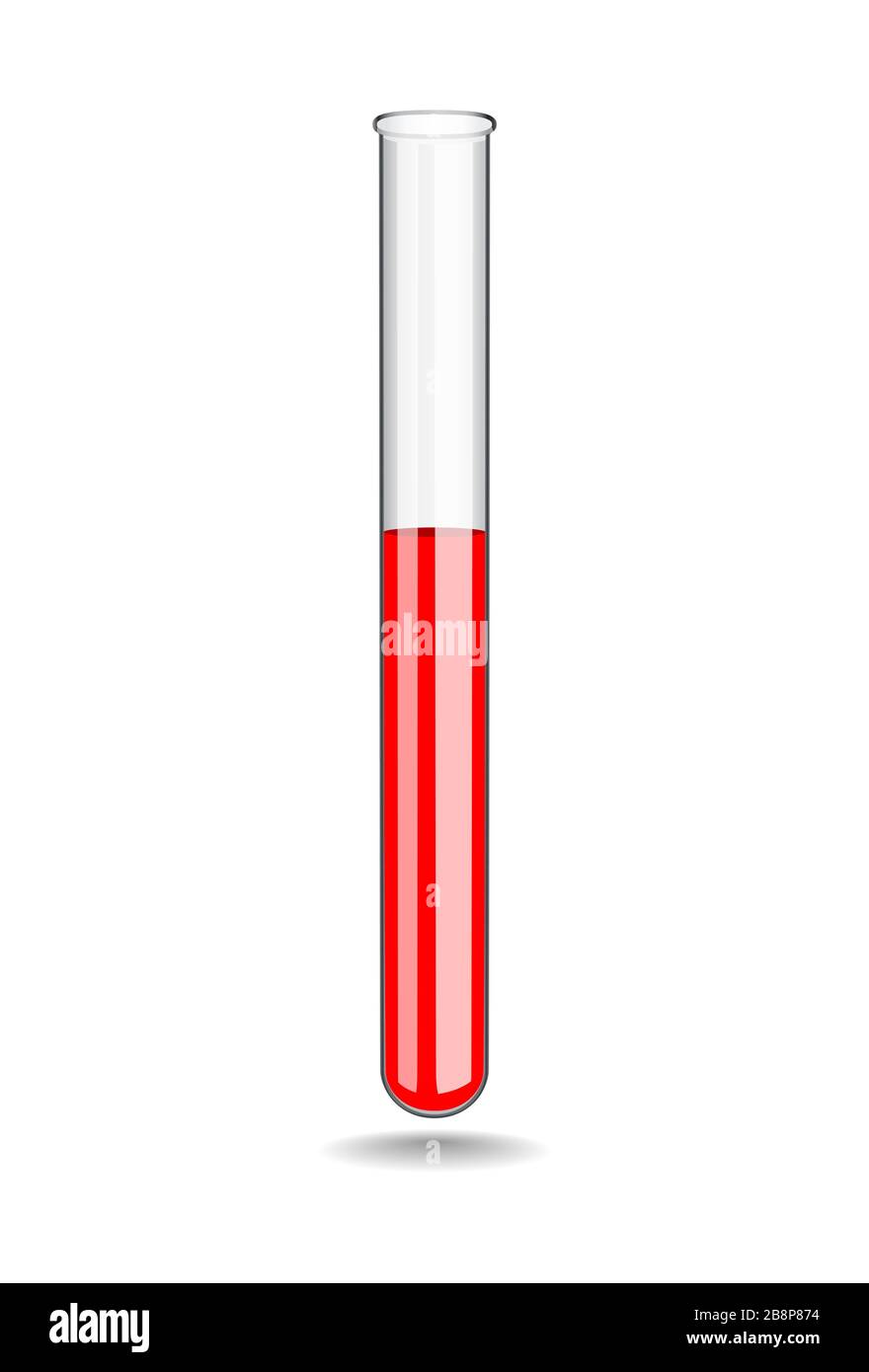 Glass laboratory test tube with blood. Laboratory tests in medicine