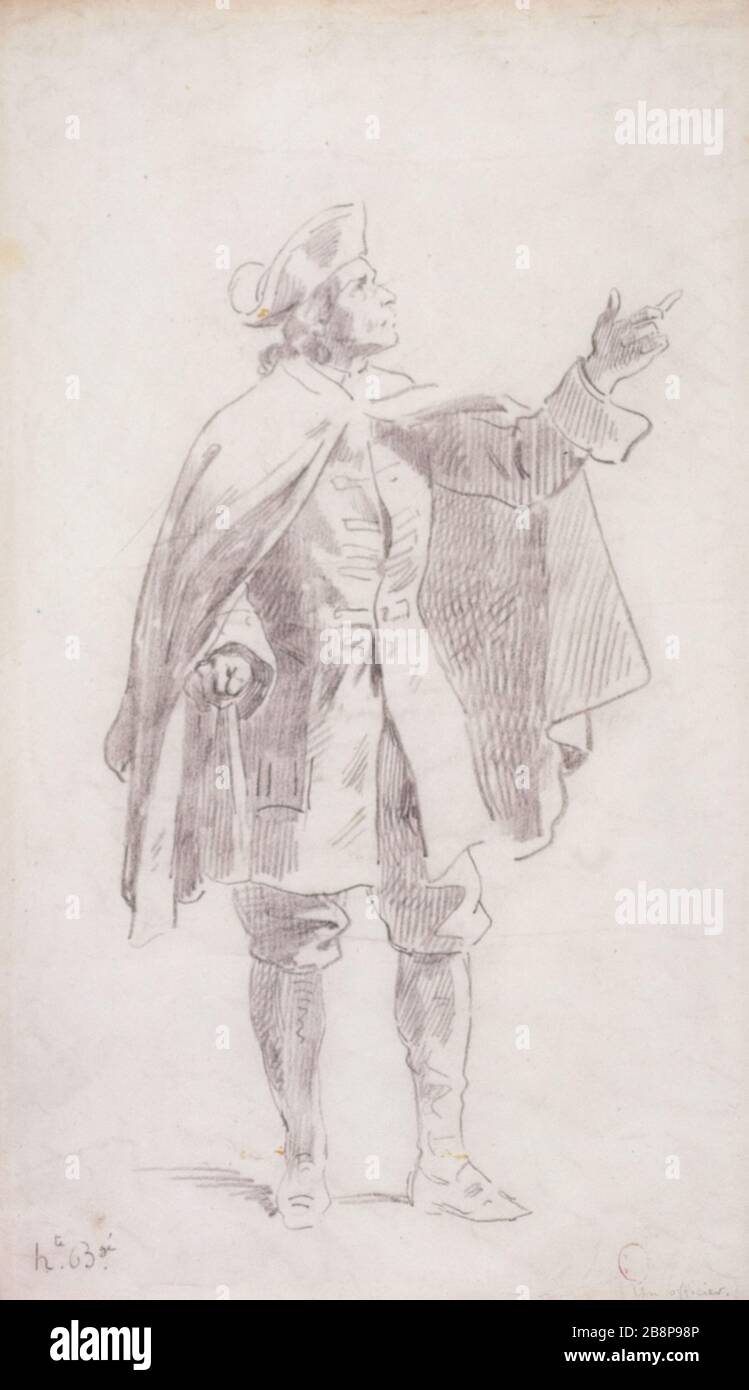 OFFICER (VERS 1750) Hippolyte Bellangé (1800-1866). 'Un officier (vers 1750)'. Dessin. Paris, musée Carnavalet. Stock Photo