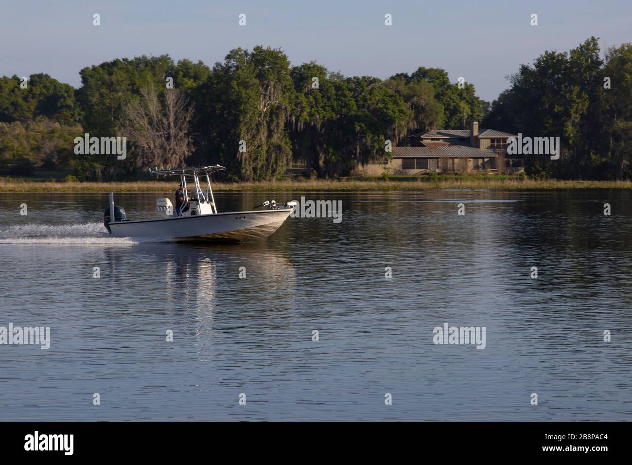 Boating on a central Florida lake Stock Photo