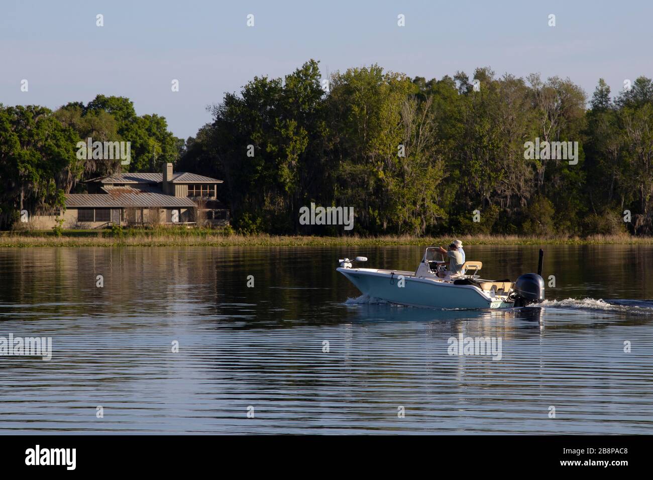 Boating on a central Florida lake Stock Photo