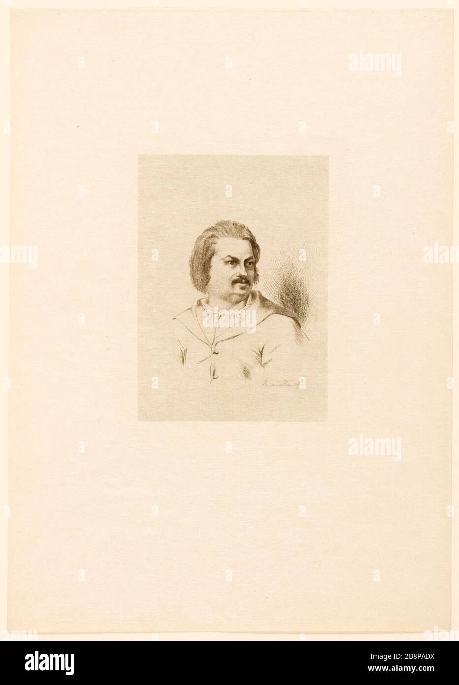 Balzac portrait Los Rios, Ricardo de (1846-1929). 'Portrait de Balzac'. Balzac, Honoré de (1799-1850). eau-forte. Paris, Maison de Balzac. Stock Photo