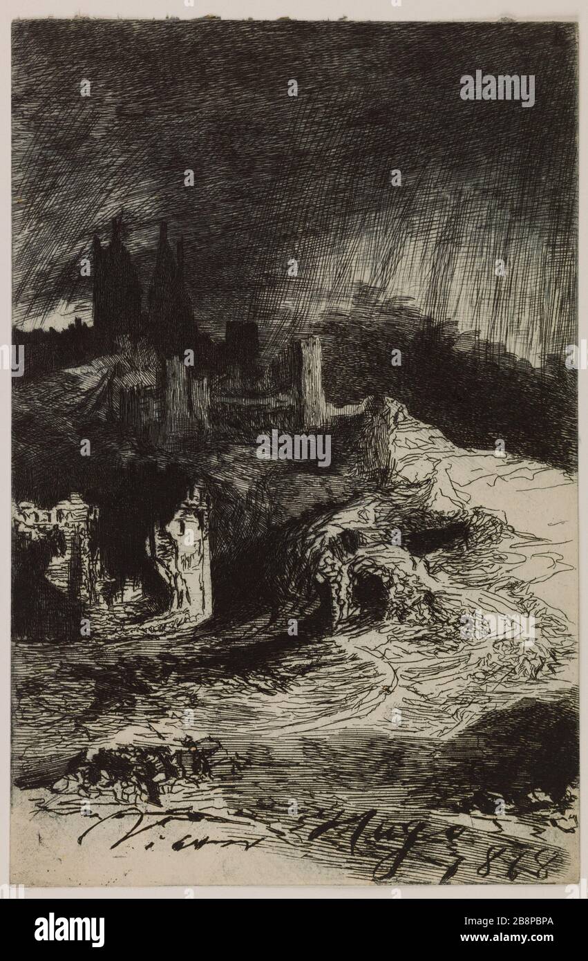 Lightyear Charles-Jean-Louis Courtry (1846-1897) (d'après Victor Hugo). 'L'Éclair'. Eau-forte. 1868. Paris, Maison de Victor Hugo. Stock Photo