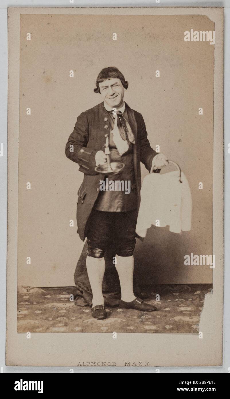 Portrait of E. Nathan, actor and singer at the Opéra Comique and theater Bouffes Parisiens in 1868. Portrait de E. Nathan, acteur et chanteur à l'Opéra Comique et au théâtre des Bouffes Parisiens en 1868. Carte de visite (recto). Tirage sur papier albuminé. 1860-1890. Photographie d'Alphonse Maze (actif à partir de 1862). Paris, musée Carnavalet. Stock Photo