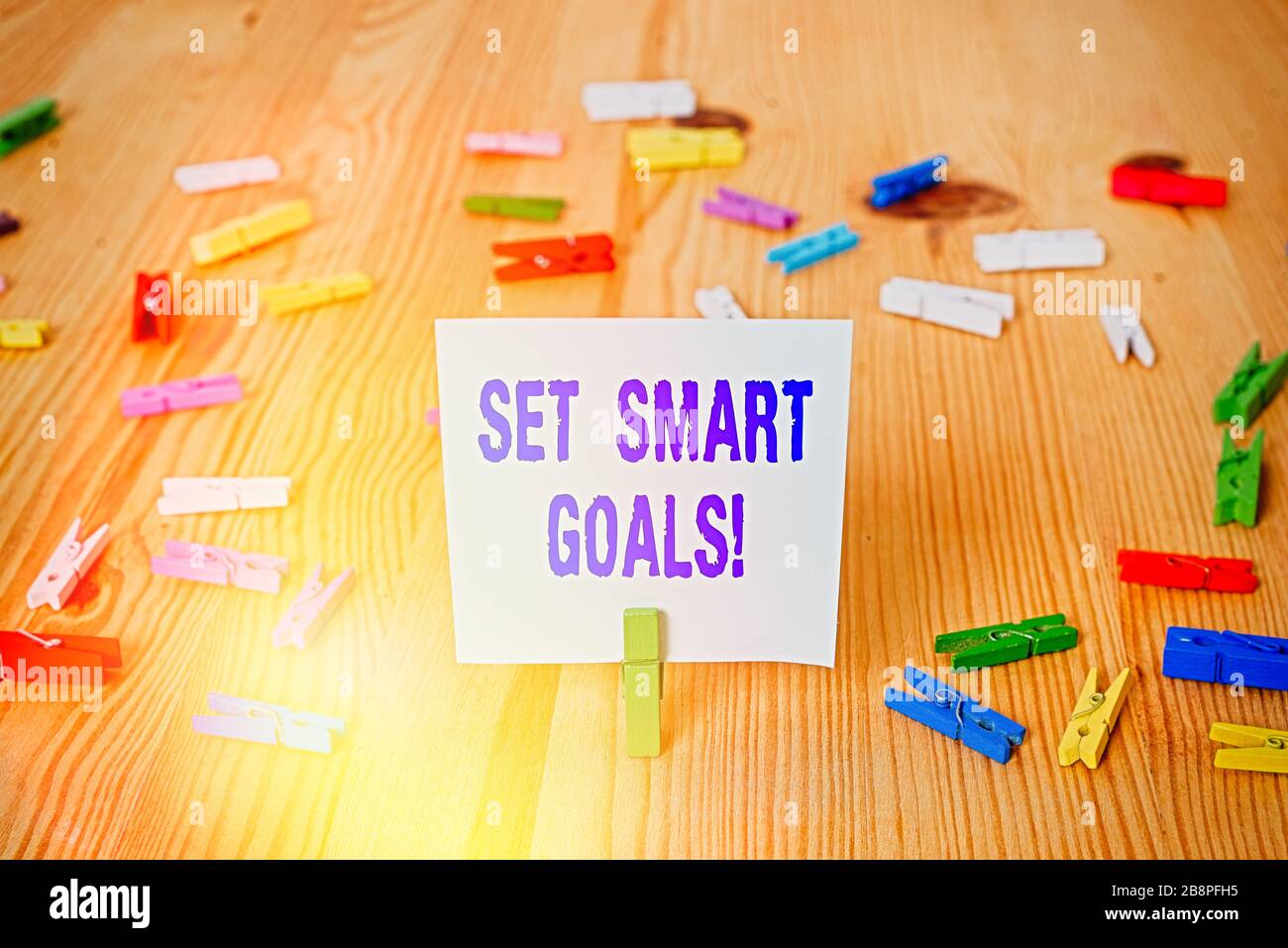 Writing note showing Set Smart Goals. Business concept for giving ...