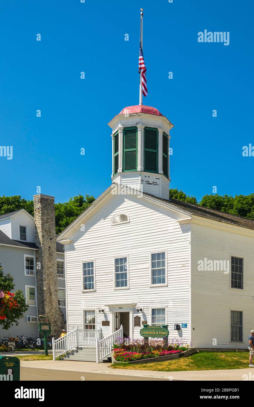 court house and police Life views on historic mackinaw island a michigan lake huron main tourist