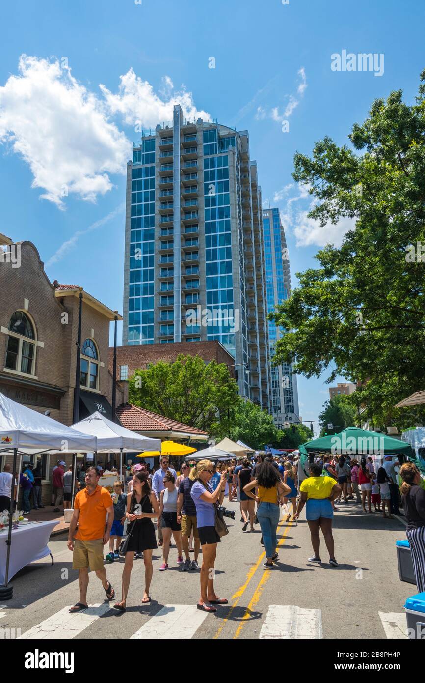 City market downtown shopping district in Raleigh a city in NC North Carolina and current state capitol capital statehouse Stock Photo