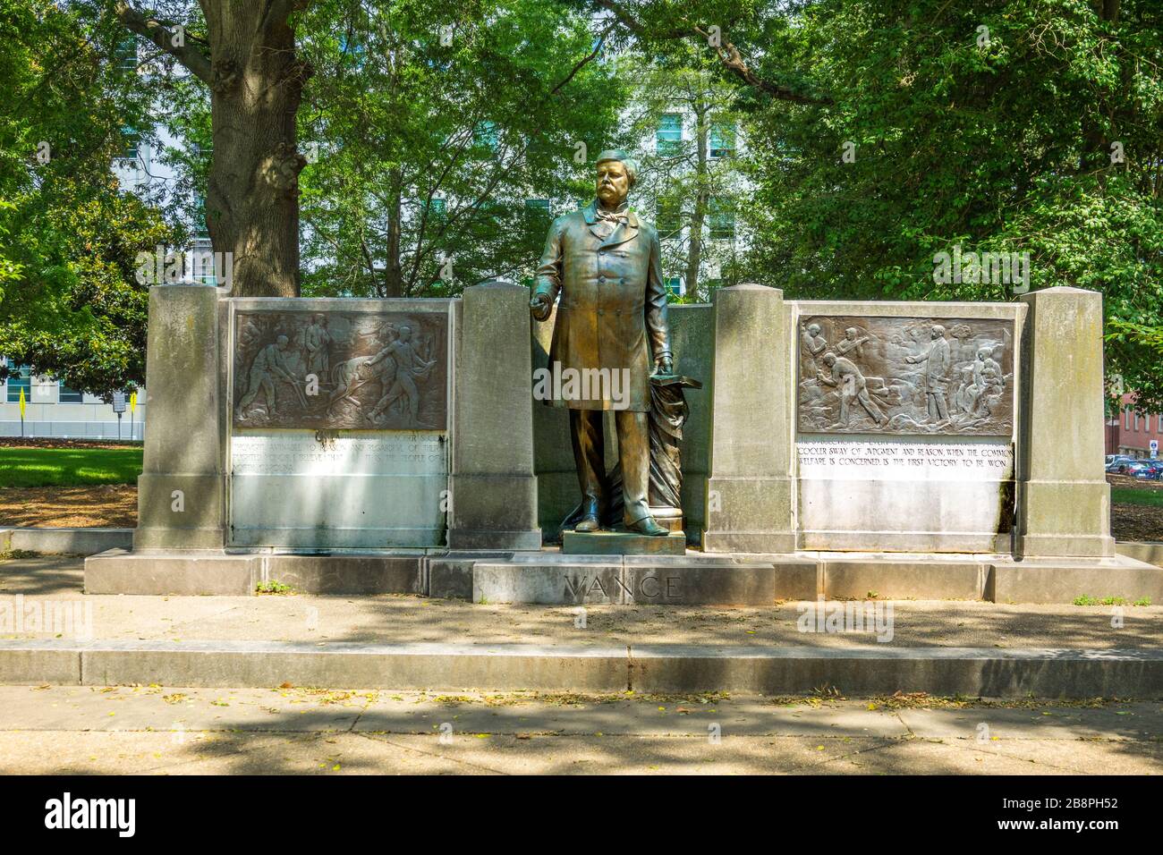 Zebulon Baird Vance statue memorial confederate soldier in Raleigh a city in NC North Carolina and current state capitol capital statehouse Stock Photo