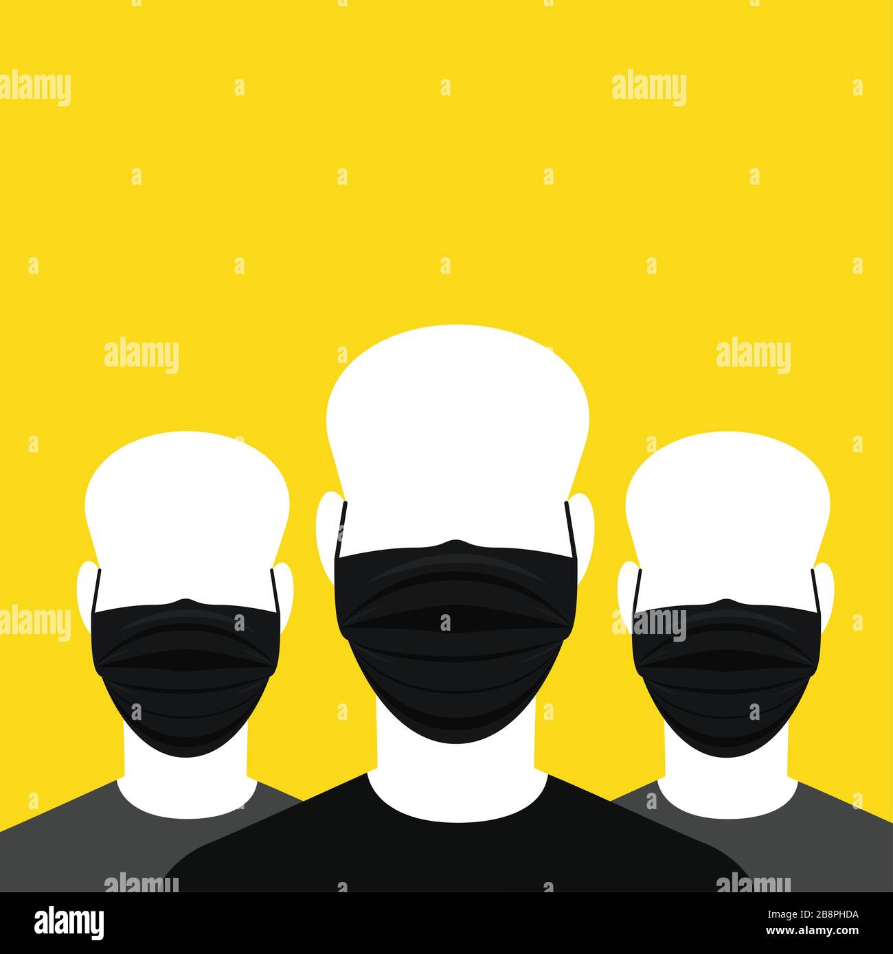 Download People In Black Protective Masks On Their Faces On A Bright Yellow Background Stock Photo Alamy PSD Mockup Templates