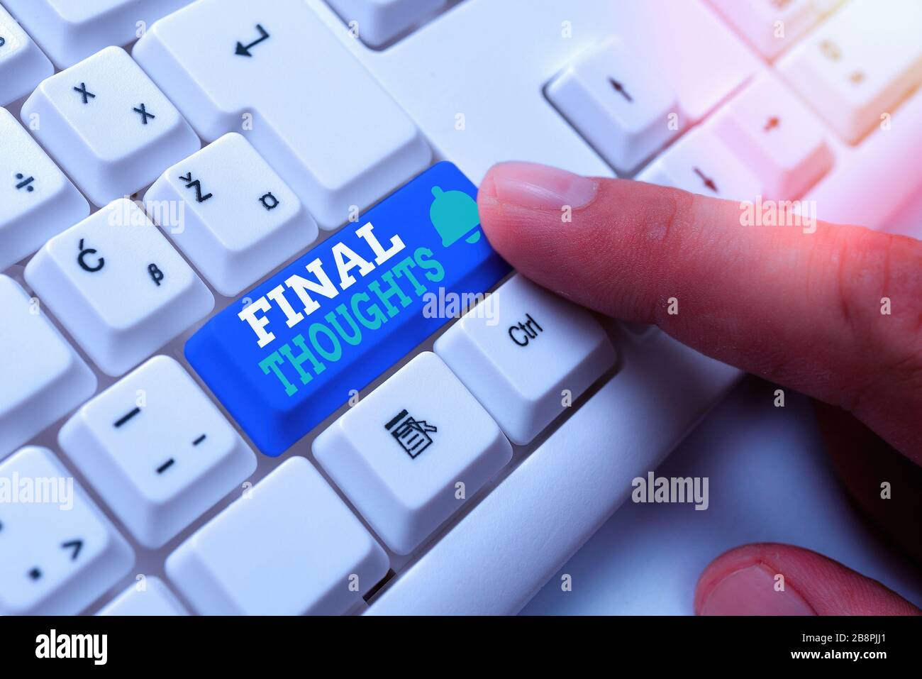 Conceptual hand writing showing Final Thoughts. Concept meaning the ...