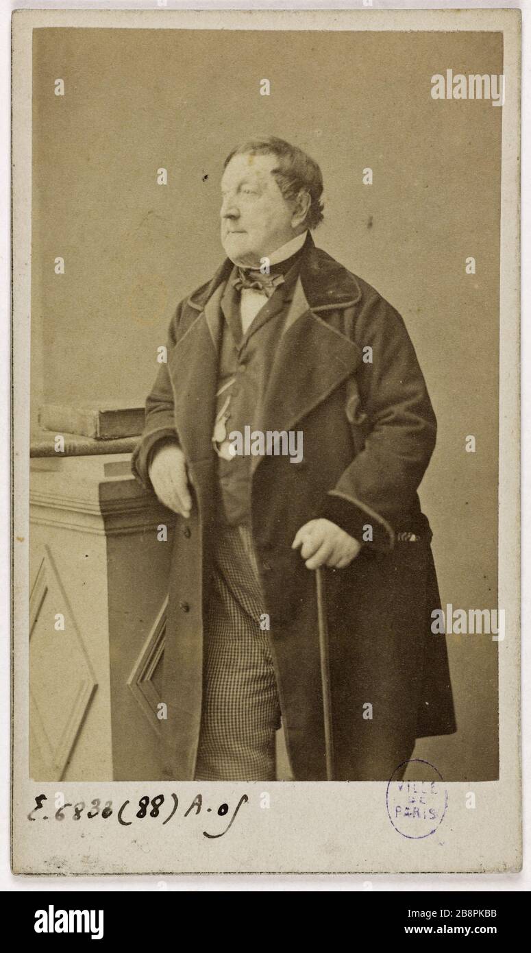 Portrait of Gioachino Rossini (1792-1868), (composer) Giraldon & Cie. Portrait de Gioachino Rossini (1792-1868), (compositeur). Carte de visite (recto). Tirage sur papier albuminé, 1860-1868. Paris, musée Carnavalet. Stock Photo
