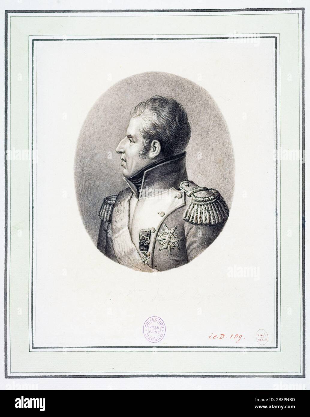 Duke Angoulême Portrait Eugène Blaisot (né en 1821). 'Portrait du duc d'Angoulême'. Lavis. Paris, musée Carnavalet. Stock Photo