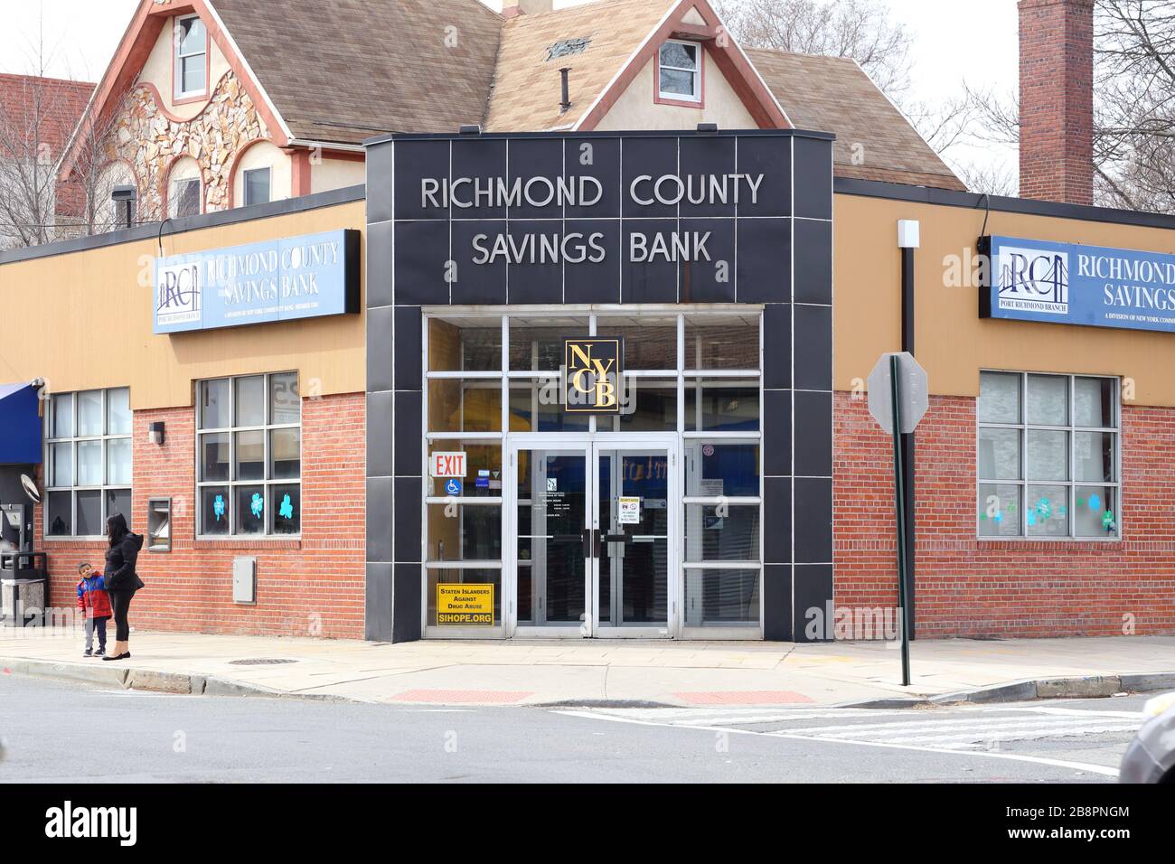 Richmond County Savings Bank, 282 Port Richmond Ave, Staten Island, New York. NYC storefront photo of a community bank in Port Richmond. Stock Photo