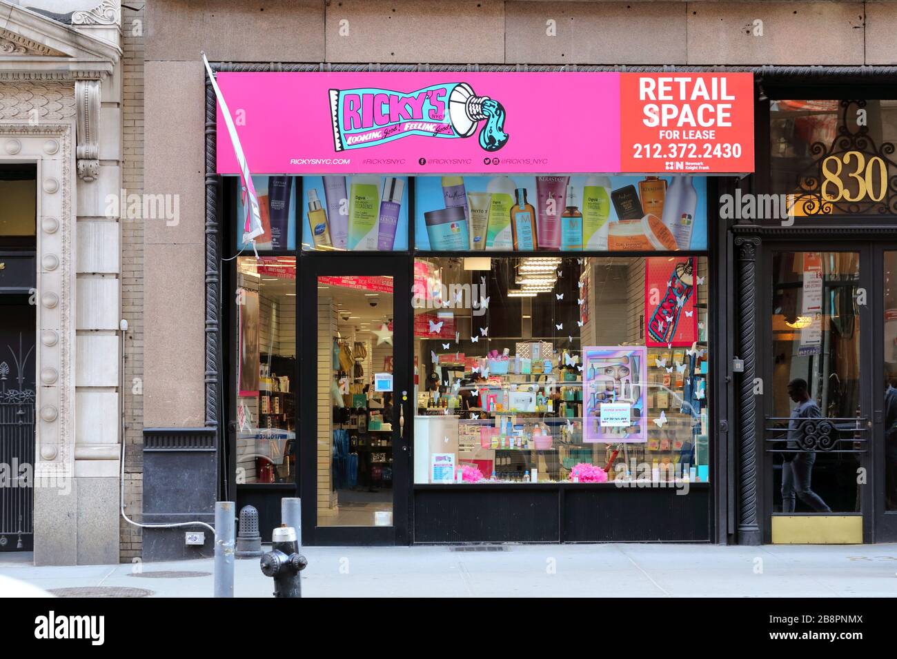 [historical storefront] Ricky's NYC, 830 Broadway, New York, NYC storefront photo of a cosmetics store in Union Square. Stock Photo
