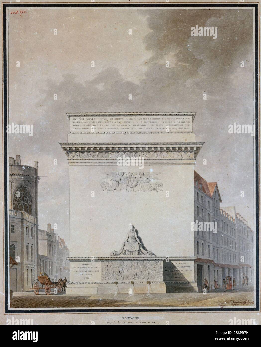fountain projected at Point St Eustache Etienne-Louis Boullée (1728-1799). 'Fontaine de la pointe Saint-Eustache'. Paris, musée Carnavalet. Stock Photo