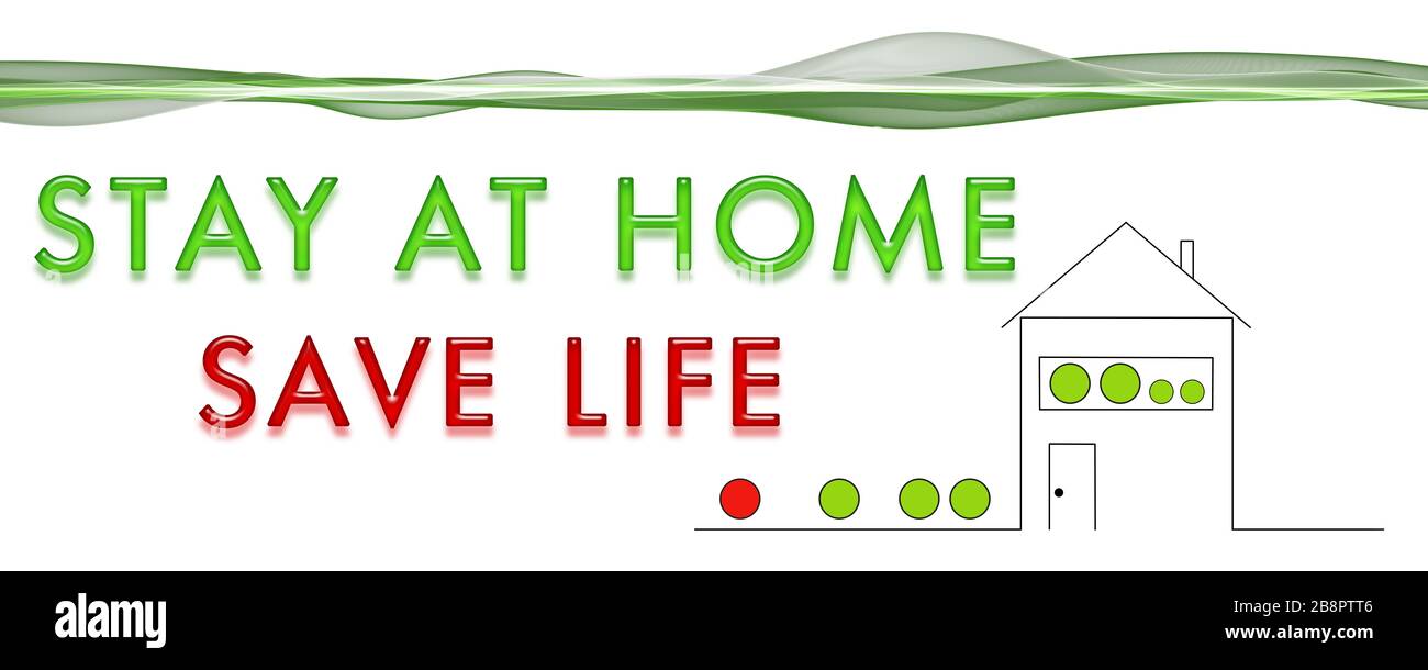 Panorama design illustration STAY AT HOME SAVE LIFE Stock Photo