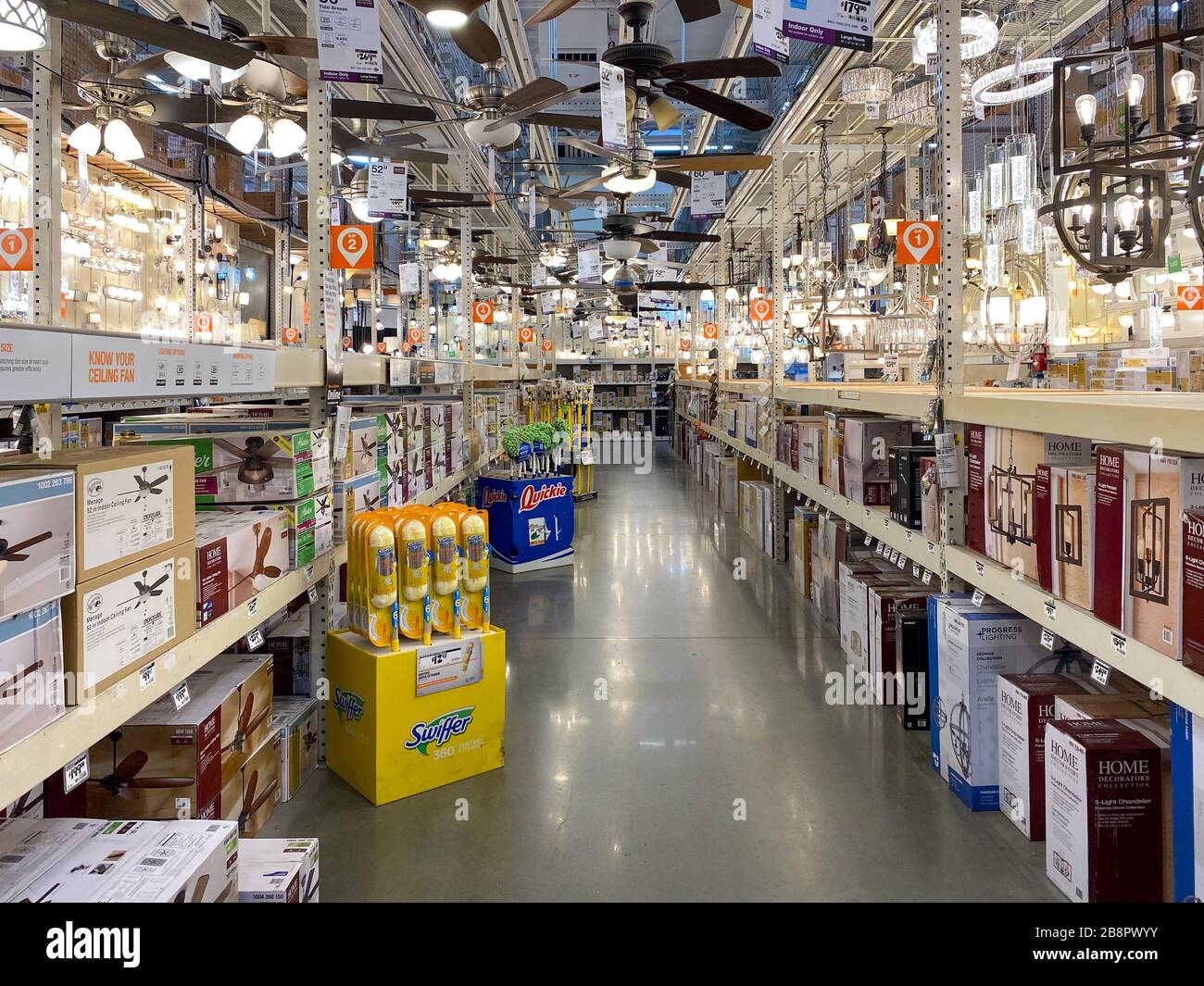 The Home Depot store department section aisles, light section. San ...