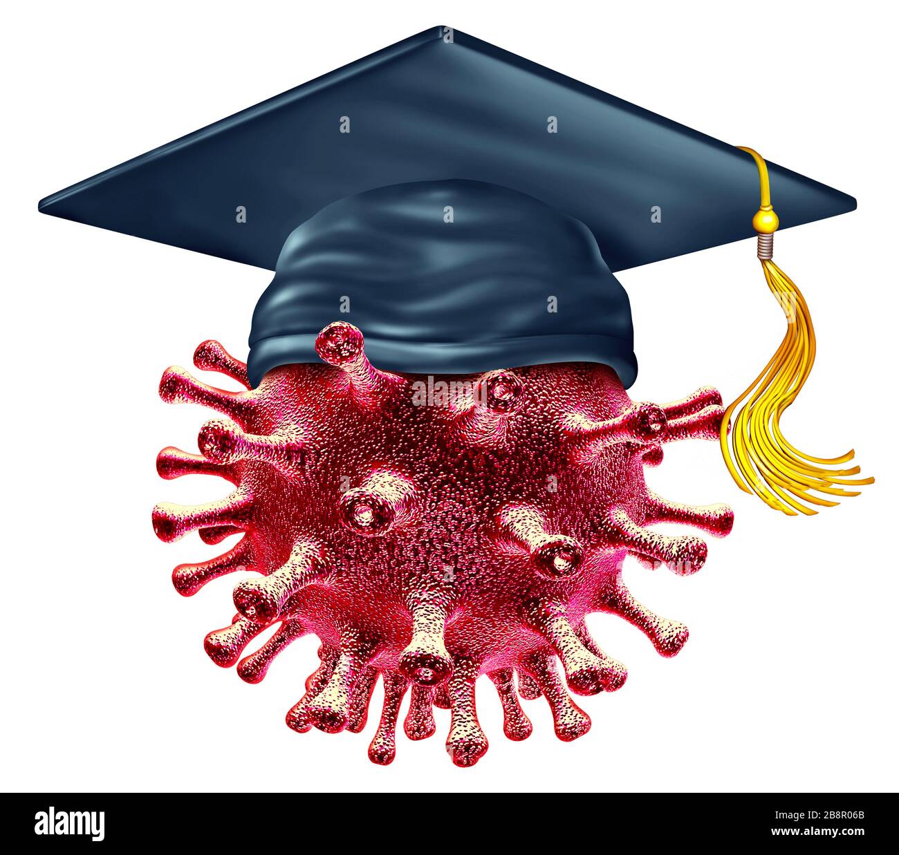 Virus outbreak and students as deadly public school health risk and coronavirus disease and flu or influenza as a pandemic closing schools. Stock Photo