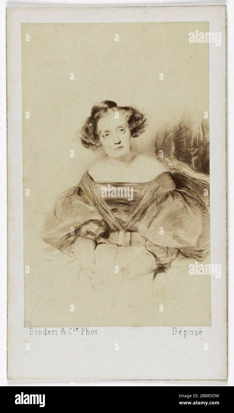 Portrait of Marie Dorval (1798-1849), according to Paul Delaroche Portrait de Dorval Marie (1798-1849), d'après Paul Delaroche. Carte de visite (recto). Photographie de Disdéri & Cie. Tirage sur papier albuminé. 1870-1890. Paris, musée Carnavalet. Stock Photo