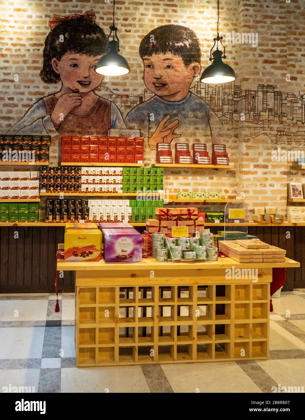 Chocolates on display at Beryls Chocolate shop Beryl's Jalan Panggong in Chinatown City Centre Kuala Lumpur Malaysia. Stock Photo