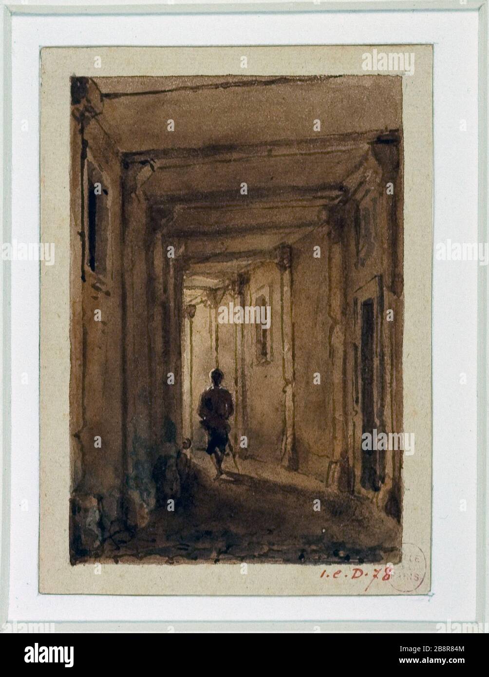 Passage of the Jacobins, Saint-Jacques Street Auguste Sébastien Bénard (1810-1873). 'Passage des Jacobins, rue Saint-Jacques'. Lavis de couleur. Paris, musée Carnavalet. Stock Photo