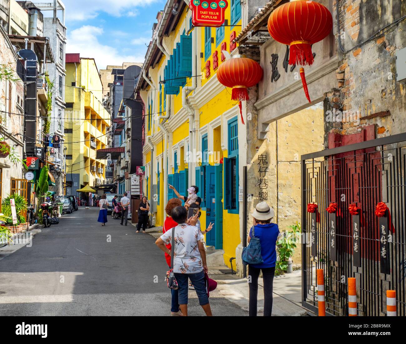 Female tourists walking in laneway Lorong Panggung Chinatown City